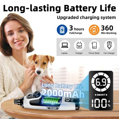 Show full view: Bousnic Smart 6-Speed Quiet Cat & Dog Nail Grinder, White slide 9 of 10