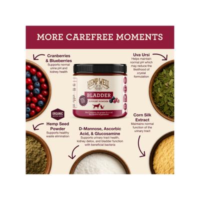 Show full view: Hemp Well Bladder Support Powder Supplement for Dogs & Cats, 2.11-oz jar slide 3 of 7