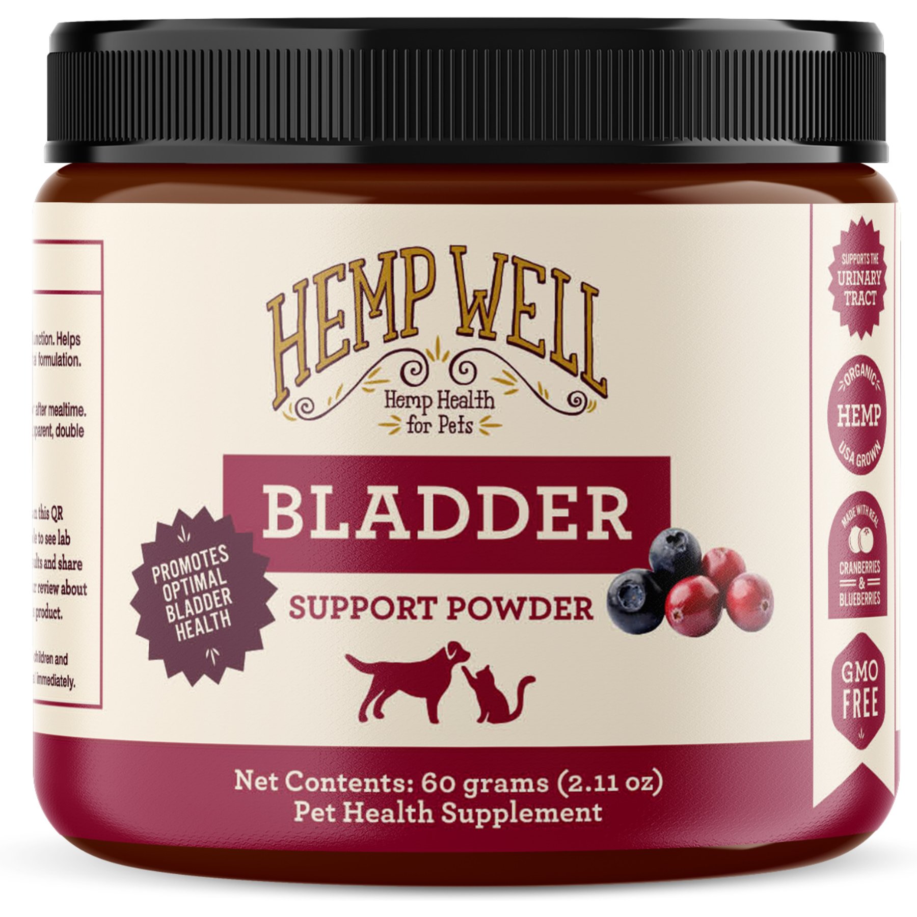 Hemp Well Bladder Support Powder Supplement for Dogs & Cats, 2.11-oz jar