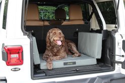 Jeep Foldable Orthopedic Trunk Elevated Dog Bed with Removable Cover, Grey, Large