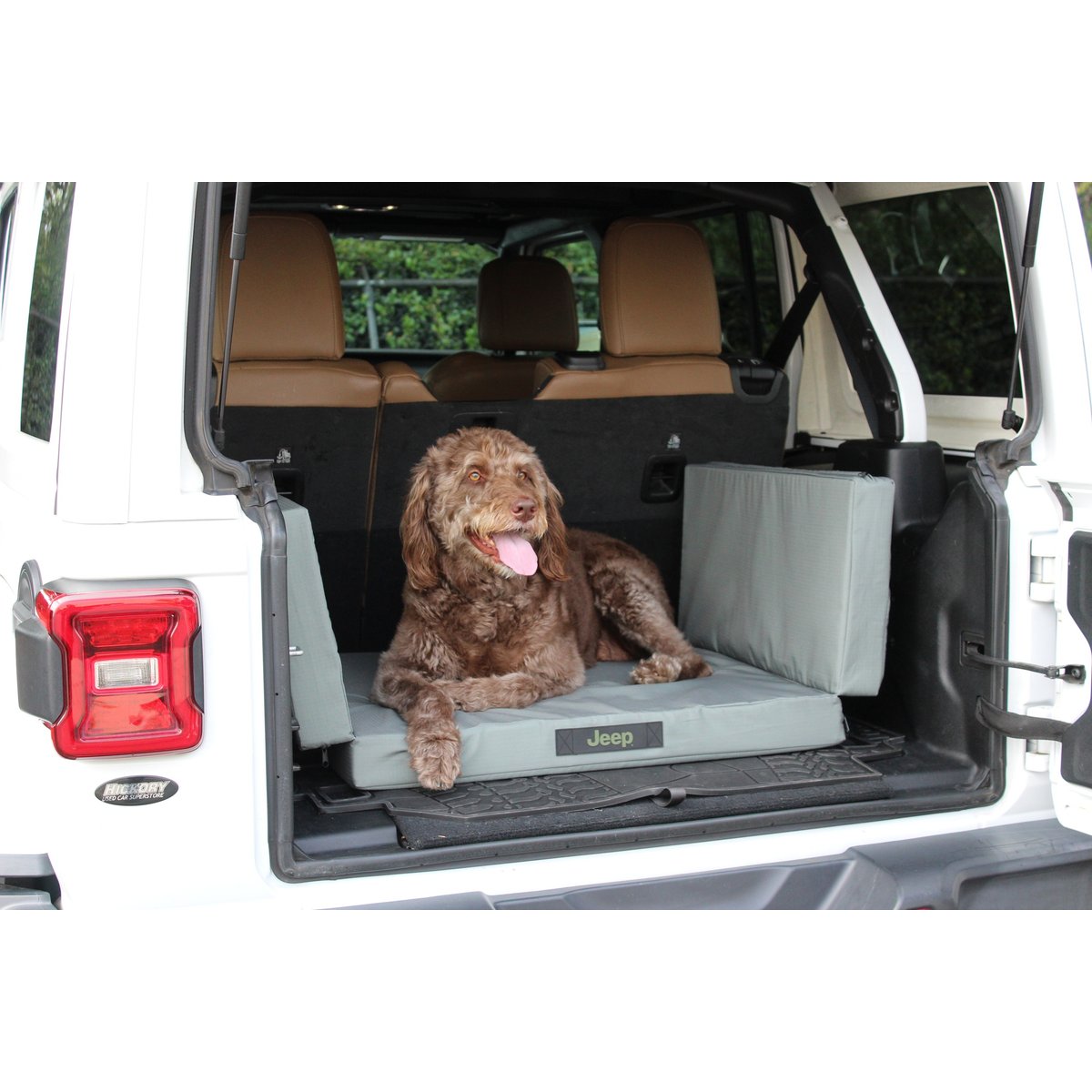 Jeep Foldable Orthopedic Trunk Elevated Dog Bed with Removable Cover, Grey, Large