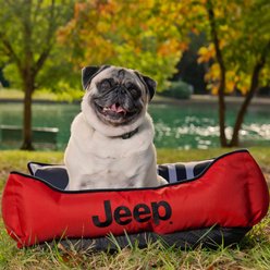 Jeep Grille & Headlights Cuddler Orthopedic Elevated Cat & Dog Bed, Red, Small