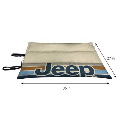Show full view: Jeep Vintage Logo Rolled Dog Travel Mat with Buckles, Grey, Large slide 2 of 7