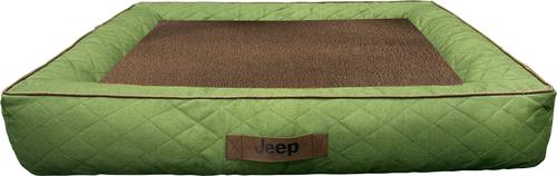 Show full view: Jeep Quilted Canvas Low-Profile Orthopedic Bolster Cat & Dog Bed with Removable Cover, Green, Medium slide 3 of 6