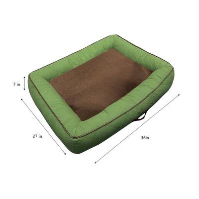 Show full view: Jeep Quilted Canvas Low-Profile Orthopedic Bolster Cat & Dog Bed with Removable Cover, Green, Medium slide 2 of 6