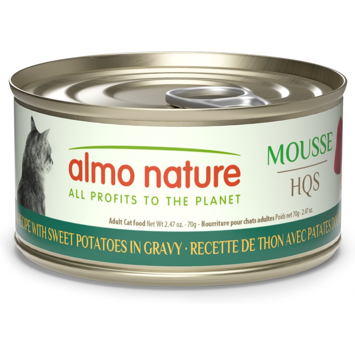 Almo Nature Mousse HQS Tuna Fillet with Sweet Potatoes Recipe in Gravy Grain-Free Wet Cat Food, 2.47-oz can, case of 24
