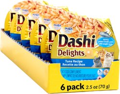 Inaba Dashi Delights Tuna Recipe in Broth Grain-Free Cat Food Topping, 2.5-oz cup, case of 6
