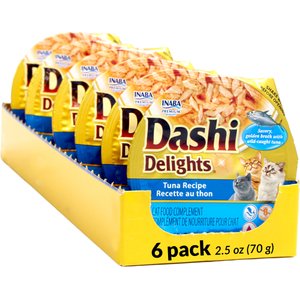 Inaba Dashi Delights Tuna Recipe in Broth Grain-Free Cat Food Topping, 2.5-oz cup, case of 6