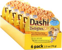 Inaba Dashi Delights Tuna with Cheese Recipe in Broth Grain-Free Cat Food Topping, 2.5-oz cup, case of 6