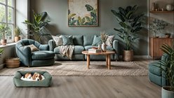 Petmate Corduroy Gusset Bolster Dog Bed, Olive/Ivory, Large: 30 x 24-in slide 2 of 6