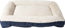 Petmate Rectangular Bolster Dog Bed with Removable Cover, Brown/Blue, Large: 23 x 30-in slide 2 of 3
