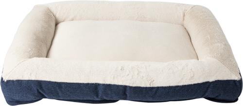 Show full view: Petmate Rectangular Bolster Dog Bed with Removable Cover, Brown/Blue, Large: 23 x 30-in slide 3 of 3