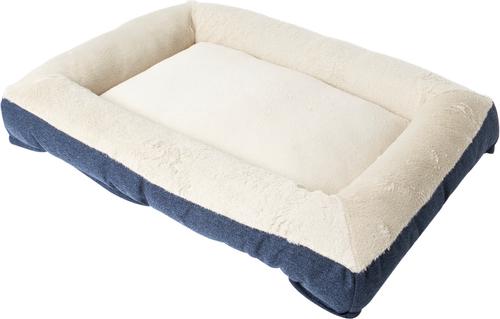 Show full view: Petmate Rectangular Bolster Dog Bed with Removable Cover, Brown/Blue, Large: 23 x 30-in slide 2 of 3