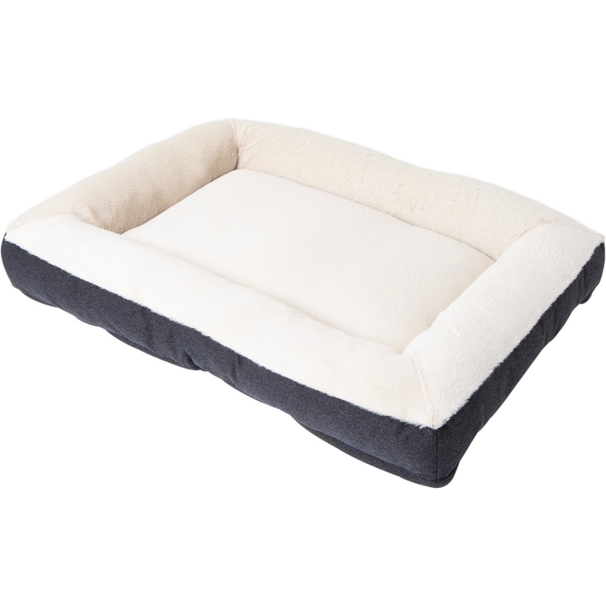 Petmate Rectangular Bolster Dog Bed with Removable Cover, Brown/Blue, Large: 23 x 30-in