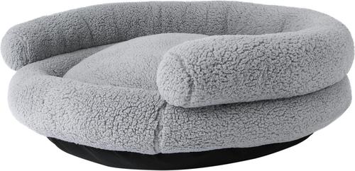 Show full view: Petmate Double Bolster Couch Dog Bed with Removabe Cover, Gray/Cream, Large: 32-in slide 3 of 4
