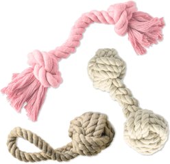 Pet Passion Brady Braided Rope Tug Dog Toy, Pink Salt, 3 count