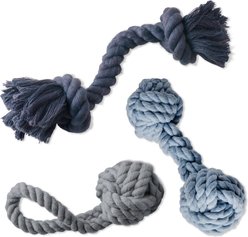 Pet Passion Brady Braided Rope Tug Dog Toy, Navy Ombre, 3 count