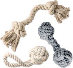 Pet Passion Brady Braided Rope Tug Dog Toy, Sandy Chic, 3 count