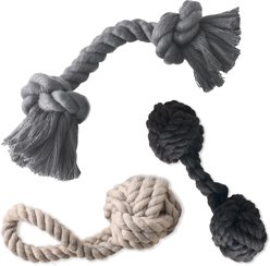 Pet Passion Brady Braided Rope Tug Dog Toy, Black Ombre, 3 count