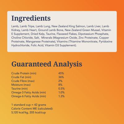 Show full view: Feline Natural New Zealand Lamb & King Salmon Feast Grain-Free Freeze-Dried Cat Food, 3.5-oz bag slide 6 of 10