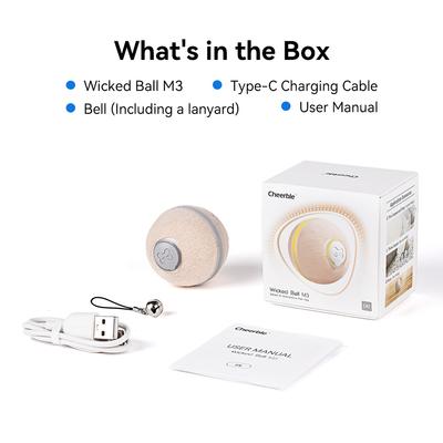 Show full view: Cheerble Ball M3 Automatic Running & Bouncing Cat Ball Toy with Synthetic Fiber Shell, Apricot Beige slide 6 of 9