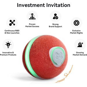 Cheerble Ball M3 Automatic Running & Bouncing Cat Ball Toy with Synthetic Fiber Shell, Vintage Red