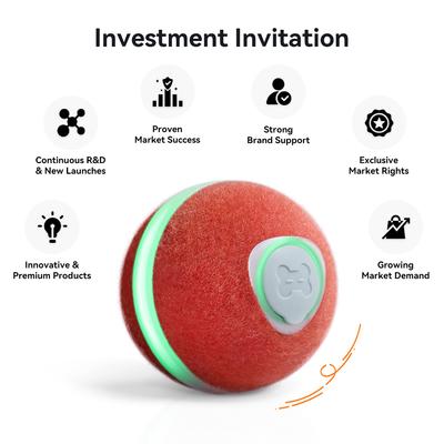 Show full view: Cheerble Ball M3 Automatic Running & Bouncing Cat Ball Toy with Synthetic Fiber Shell, Vintage Red slide 6 of 9
