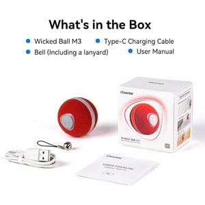 Cheerble Ball M3 Automatic Running & Bouncing Cat Ball Toy with Synthetic Fiber Shell, Vintage Red