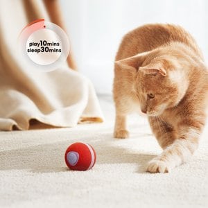 Cheerble Ball M3 Automatic Running & Bouncing Cat Ball Toy with Synthetic Fiber Shell, Vintage Red