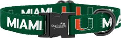 ShopInstaPets Miami Hurricanes Adjustable Dog Collar, Green, Small: 16.5-in neck, 1/2-in wide