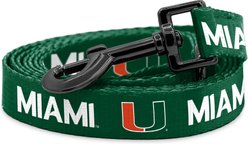ShopInstaPets Miami Hurricanes Dog Leash, Green, 6-ft long, 1-in wide