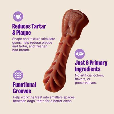 Show full view: WHIMZEES by Wellness Brushzees Dental Chews Natural Grain-Free Dental Dog Treats, Extra Small, 16 count slide 3 of 10