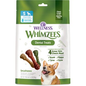 WHIMZEES by Wellness Brushzees Dental Chews Natural Grain-Free Dental Dog Treats, Small, 8 count