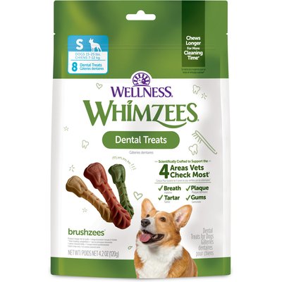 WHIMZEES WHIMZEES by Wellness Brushzees Dental Chews Natural Grain-Free Dental Dog Treats, Small, 8 count