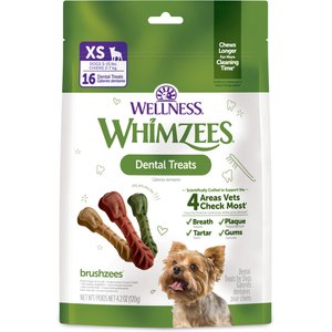 WHIMZEES by Wellness Brushzees Dental Chews Natural Grain-Free Dental Dog Treats, Extra Small, 16 count