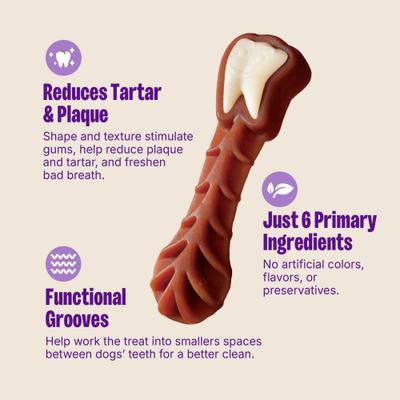 Show full view: WHIMZEES by Wellness Brushzees Dental Chews Natural Grain-Free Dental Dog Treats, Large, 2 count slide 3 of 10