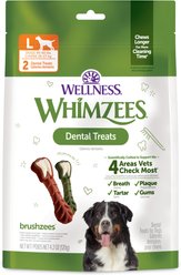 WHIMZEES by Wellness Brushzees Dental Chews Natural Grain-Free Dental Dog Treats, Large, 2 count