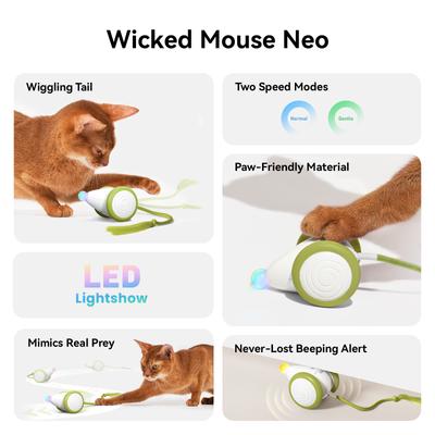 Show full view: Cheerble Wicked Mouse Neo Automatic Running Cat Toy, Green slide 4 of 10