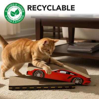 Show full view: Kensie Car 2-piece Cat Scratcher Set with Catnip, Red slide 5 of 6