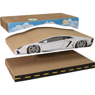 Kensie Kensie Car 3-piece Cat Scratcher Set with Catnip, White