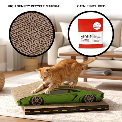 Show full view: Kensie Car 3-piece Cat Scratcher Set with Catnip, Green slide 4 of 7