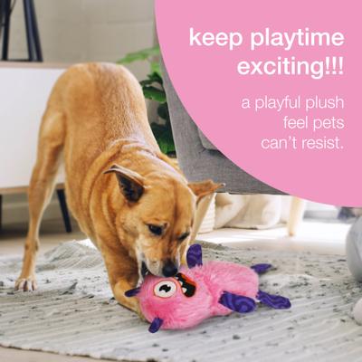 Show full view: Kensie Eye Monster Faux Fur Jumbo Plush Dog Toy with Squeakers & Crinkle Sounds, Pink, 20-in slide 5 of 6