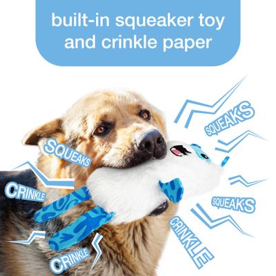 Show full view: Kensie Yeti Faux Fur Jumbo Plush Dog Toy with Squeakers & Crinkle Sounds, White/Blue, 20-in slide 4 of 6