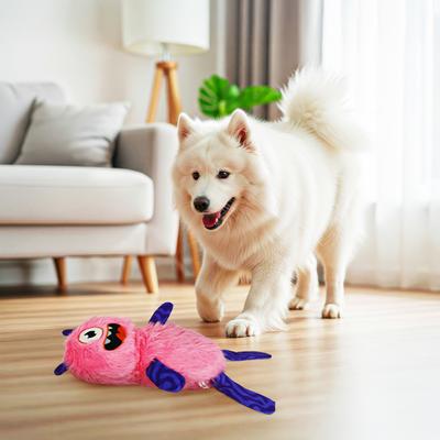 Show full view: Kensie Eye Monster Faux Fur Jumbo Plush Dog Toy with Squeakers & Crinkle Sounds, Pink, 20-in slide 3 of 6
