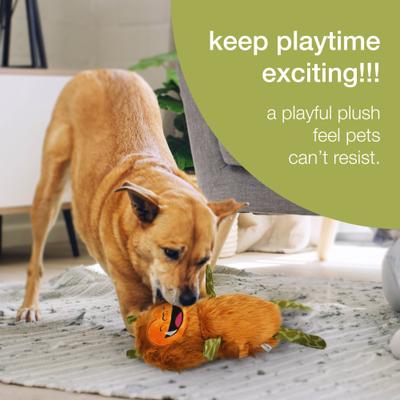 Show full view: Kensie Big Foot Faux Fur Jumbo Plush Dog Toy with Squeakers & Crinkle Sounds, Orange, 20-in slide 5 of 6