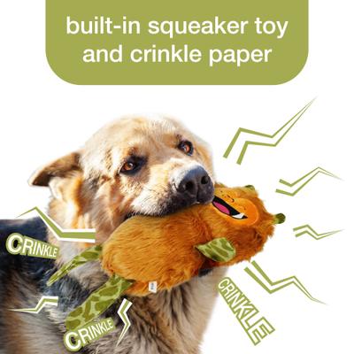 Show full view: Kensie Big Foot Faux Fur Jumbo Plush Dog Toy with Squeakers & Crinkle Sounds, Orange, 20-in slide 4 of 6