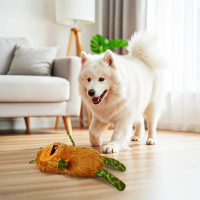 Show full view: Kensie Big Foot Faux Fur Jumbo Plush Dog Toy with Squeakers & Crinkle Sounds, Orange, 20-in slide 3 of 6