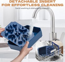 UPSKY 2-in-1 Raised Non-Skid Plastic Slow Feeder Dog Bowl with Anti-Choking Maze Puzzle, Blue, 6-cup slide 2 of 8