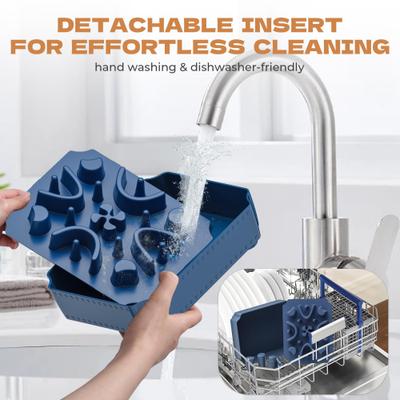 Show full view: UPSKY 2-in-1 Raised Non-Skid Plastic Slow Feeder Dog Bowl with Anti-Choking Maze Puzzle, Blue, 6-cup slide 6 of 9