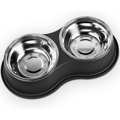UPSKY UPSKY Non-Slip Resin Station Skid-Proof Stainless Steel Dog & Cat Water & Food Bowls, Black, 60-oz